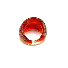 Handmade Glass Acrylic Ring Amber Luminous Brilliance Infinity Band