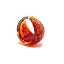 Handmade Glass Acrylic Ring Amber Luminous Brilliance Infinity Band