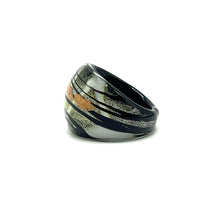 Handmade Glass Acrylic Ring Radiance Noir Silver Infinity Band