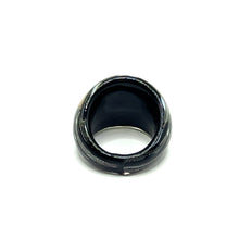 Handmade Glass Acrylic Ring Radiance Noir Silver Infinity Band