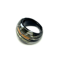 Handmade Glass Acrylic Ring Radiance Noir Silver Infinity Band