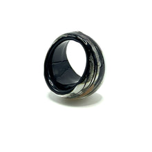 Handmade Glass Acrylic Ring Radiance Noir Silver Infinity Band