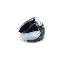 Handmade Glass Acrylic Ring Monochrome Elegance's Gilded Infinity Band