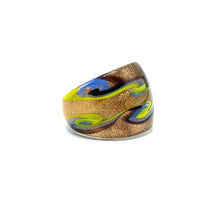 Handmade Glass Acrylic Ring Chromatic's Golden Arabesque Infinity Band