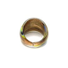 Handmade Glass Acrylic Ring Chromatic's Golden Arabesque Infinity Band