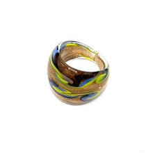 Handmade Glass Acrylic Ring Chromatic's Golden Arabesque Infinity Band