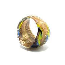 Handmade Glass Acrylic Ring Chromatic's Golden Arabesque Infinity Band