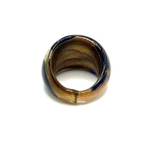 Handmade Glass Acrylic Ring Floral Inspired Navy Golden Infinity Band