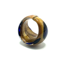 Handmade Glass Acrylic Ring Floral Inspired Navy Golden Infinity Band