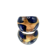 Handmade Glass Acrylic Ring Floral Inspired Navy Golden Infinity Band