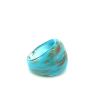 Handmade Glass Acrylic Ring Azure Golden Horizon Infinity Band