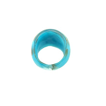 Handmade Glass Acrylic Ring Azure Golden Horizon Infinity Band