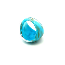 Handmade Glass Acrylic Ring Azure Golden Horizon Infinity Band