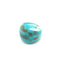 Handmade Glass Acrylic Ring Azure Golden Horizon Infinity Band