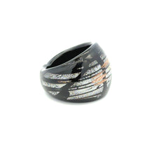 Handmade Glass Acrylic Ring Radiant Noir with Giltter Infinity Band