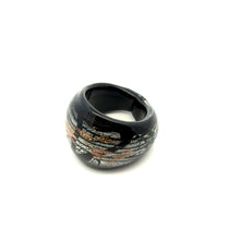 Handmade Glass Acrylic Ring Radiant Noir with Giltter Infinity Band