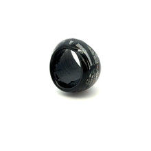 Handmade Glass Acrylic Ring Radiant Noir with Giltter Infinity Band