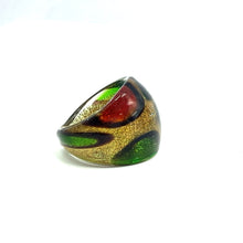 Handmade Glass Acrylic Ring Autumnal Citrus Foliage Golden Infinity Band