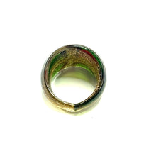 Handmade Glass Acrylic Ring Autumnal Citrus Foliage Golden Infinity Band