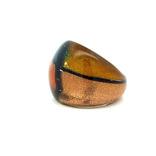 Handmade Glass Acrylic Ring Fusion Golden Elegance Aqua Infinity Band