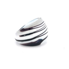 Handmade Glass Acrylic Ring Harmony White Plum Infinity Band