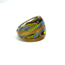 Handmade Glass Acrylic Ring Golden Arabesque's Chromatic Infinity Band