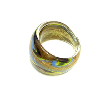 Handmade Glass Acrylic Ring Golden Arabesque's Chromatic Infinity Band