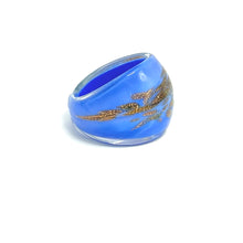 Handmade Glass Acrylic Ring Azure's Gilded Opulent Infinity Band