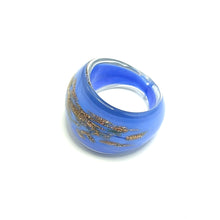 Handmade Glass Acrylic Ring Azure's Gilded Opulent Infinity Band