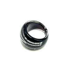 Handmade Glass Acrylic Ring Silver Urban Streak Edge Infinity Band