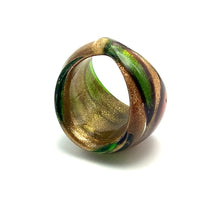 Handmade Glass Acrylic Ring Autumn Golden Citrus Foliage Infinity Band