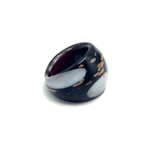 Handmade Glass Acrylic Ring Gilded Monochrome Elegantly Infinity Band