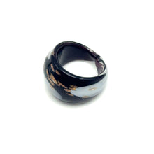 Handmade Glass Acrylic Ring Gilded Monochrome Elegantly Infinity Band