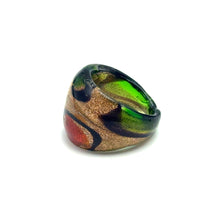 Handmade Glass Acrylic Ring Autumn Foliage Citrus Golden Infinity Band