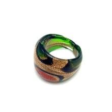 Handmade Glass Acrylic Ring Autumn Foliage Citrus Golden Infinity Band