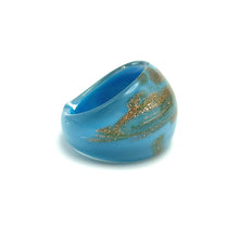 Handmade Glass Acrylic Ring Horizon Golden Azure Infinity Band