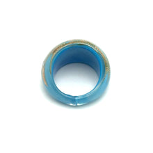 Handmade Glass Acrylic Ring Horizon Golden Azure Infinity Band