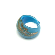 Handmade Glass Acrylic Ring Horizon Golden Azure Infinity Band