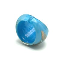 Handmade Glass Acrylic Ring Horizon Golden Azure Infinity Band