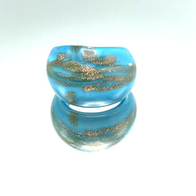 Handmade Glass Acrylic Ring Horizon Golden Azure Infinity Band