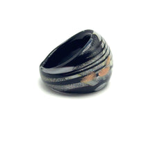 Handmade Glass Acrylic Ring Noir Radiance Silver Infinity Band