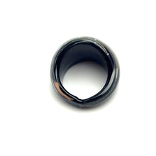 Handmade Glass Acrylic Ring Noir Radiance Silver Infinity Band