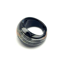 Handmade Glass Acrylic Ring Noir Radiance Silver Infinity Band