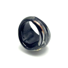 Handmade Glass Acrylic Ring Noir Radiance Silver Infinity Band