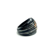 Handmade Glass Acrylic Ring Radiance Silver Noir Infinity Band