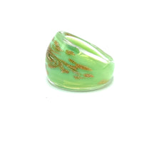 Handmade Glass Acrylic Ring Sparkled Golden Mint Elegance Infinity Band