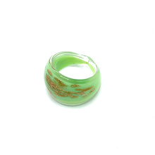 Handmade Glass Acrylic Ring Sparkled Golden Mint Elegance Infinity Band