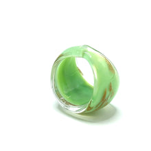 Handmade Glass Acrylic Ring Sparkled Golden Mint Elegance Infinity Band