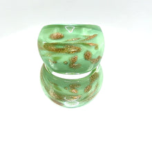 Handmade Glass Acrylic Ring Sparkled Elegance Mint Golden Infinity Band