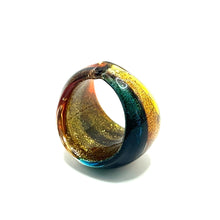 Handmade Glass Acrylic Ring Elegance Fusion Sunset Lagoon Infinity Band